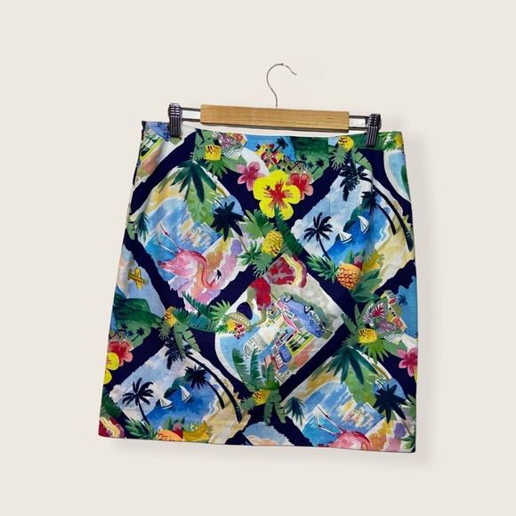 Talbots Tropical Print Cotton Blend Skirt 6 - Picture 3 of 9